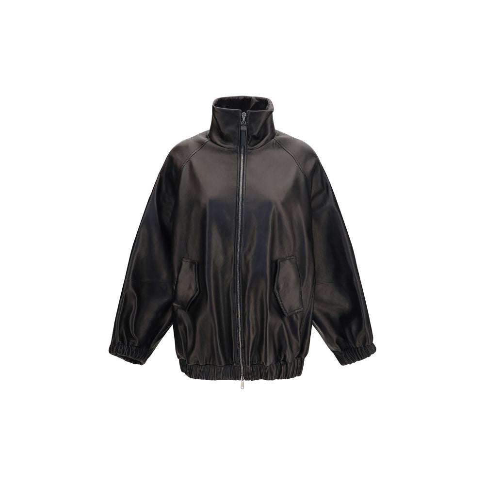 Brunello Cucinelli Schwarze Lederjacke