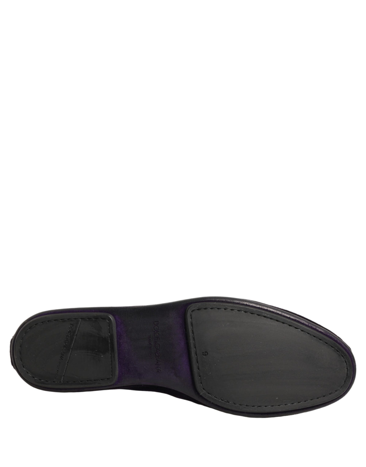 Dolce & Gabbana Lila Samt Loafer mit Kronenstickerei