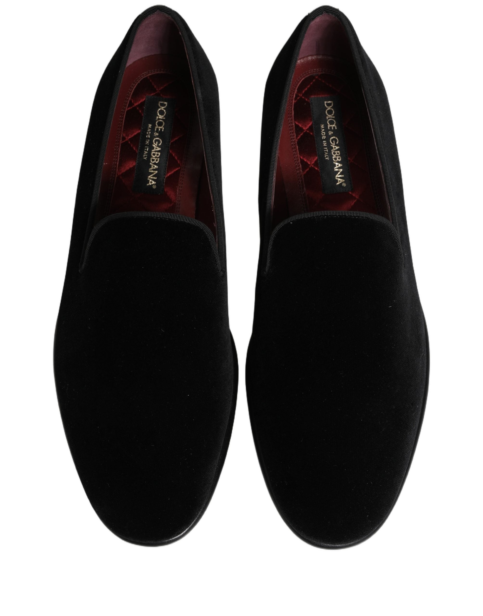 Dolce & Gabbana Schwarzer Samt Loafers Formal Männer Kleid Schuhe