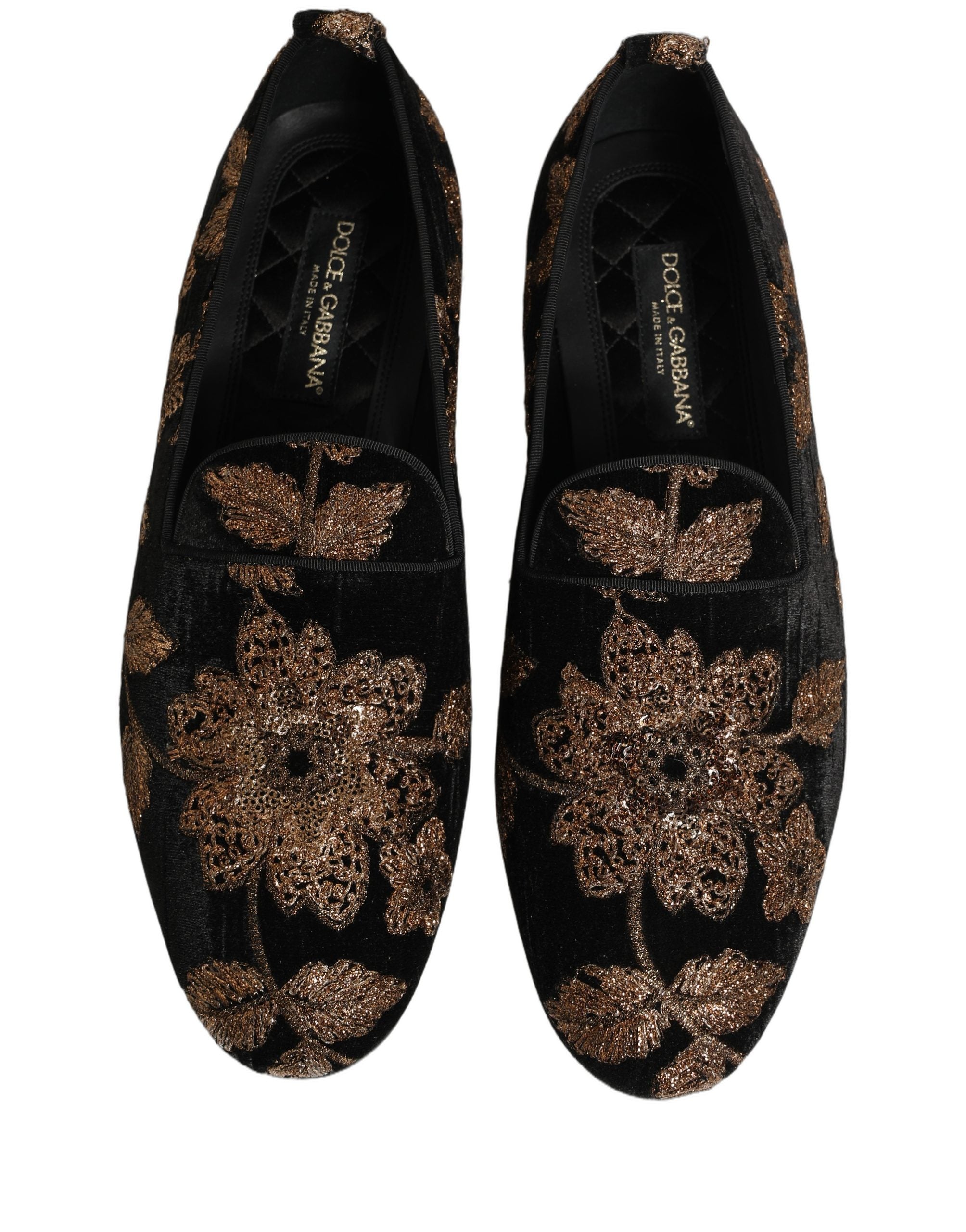 Dolce & Gabbana Schwarze Loafer aus Jacquard mit Blumenmuster