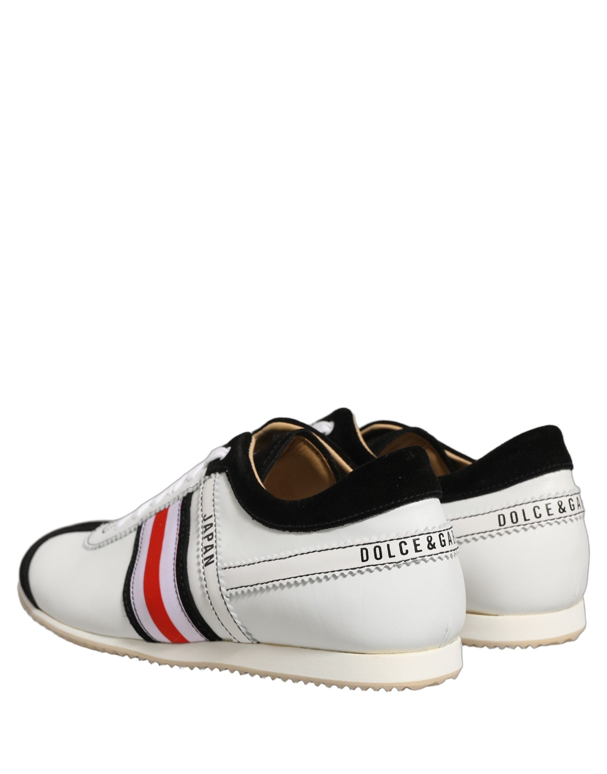 Dolce & Gabbana Schwarze Weiße Leder Wildleder Low-Top Sneaker Schuhe