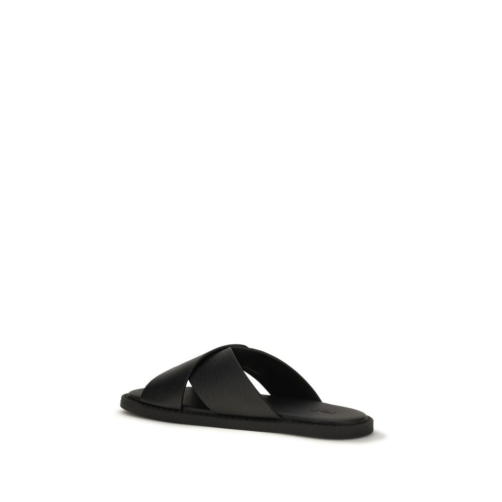 Fendi Schwarze Bos Taurus Kalbsleder-Sandalen