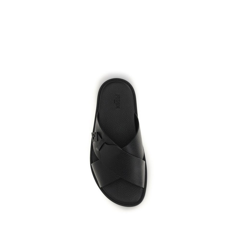 Fendi Schwarze Bos Taurus Kalbsleder-Sandalen