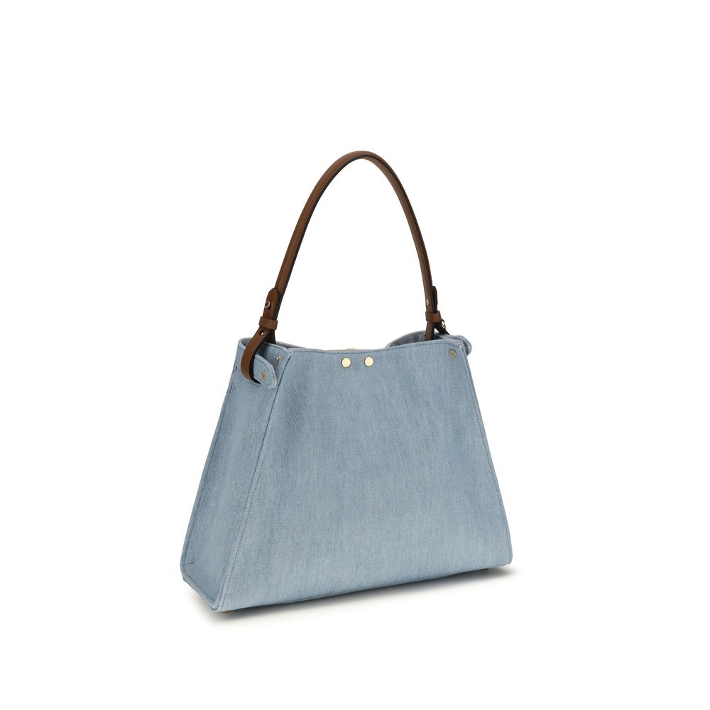 Fendi Schultertasche aus blauem Kalbsleder Bos Taurus