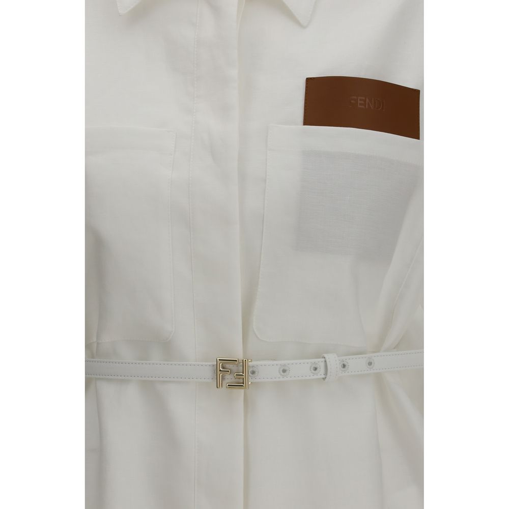 Fendi Weiße Leinen-Maxijacke