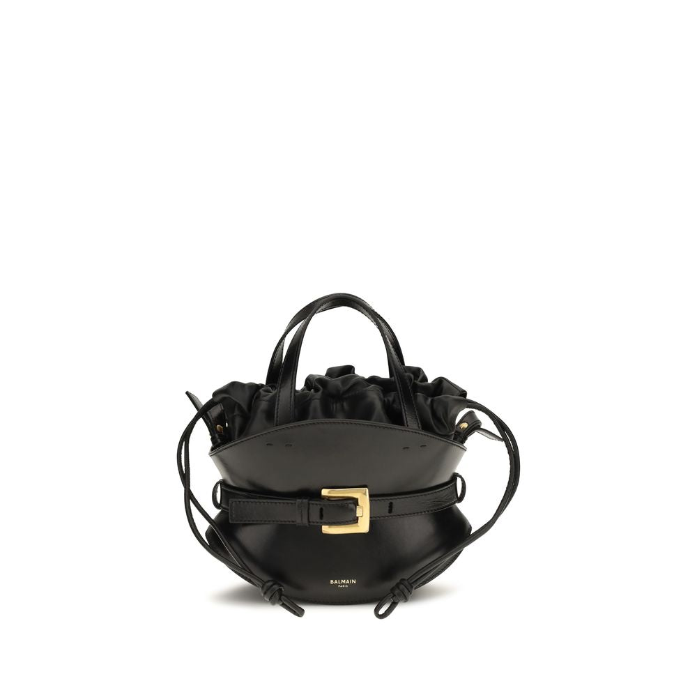 Balmain Schwarze Bos Taurus Kalbsleder Schultertasche