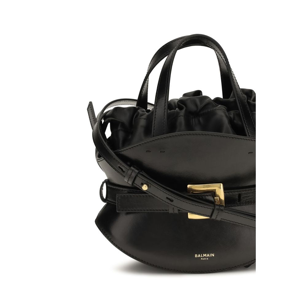 Balmain Schwarze Bos Taurus Kalbsleder Schultertasche