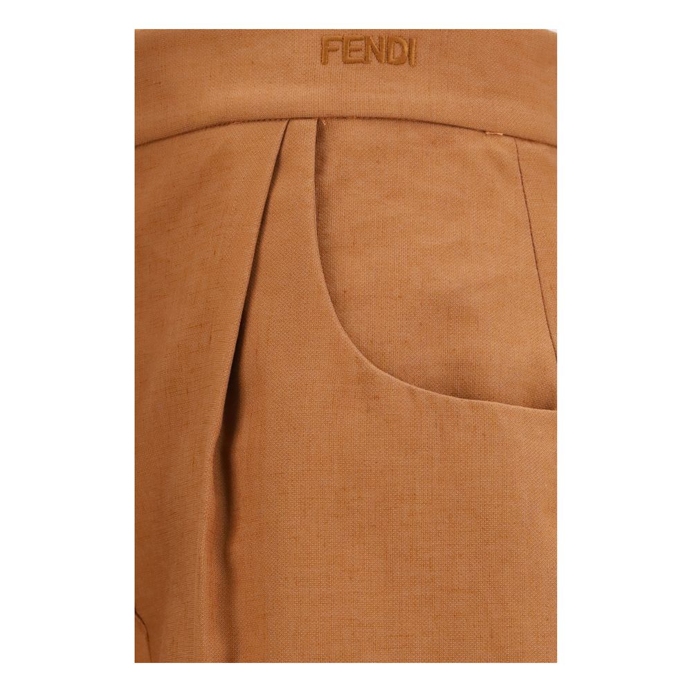 Fendi Braune Leinenhose im Casual-Look