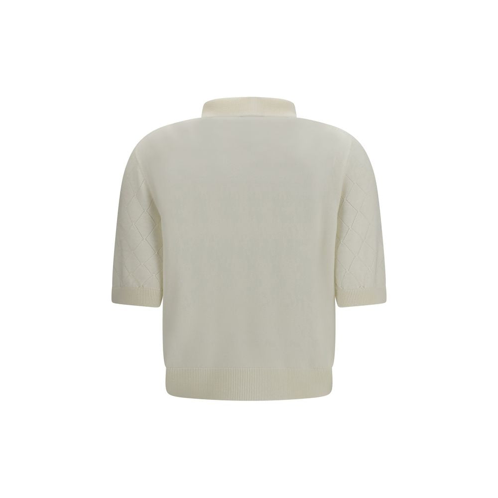 Balmain Weißes Polohemd aus Wolle Oves Aries