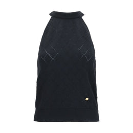 Balmain Ärmelloses T-Shirt aus schwarzer Wolle Oves Aries