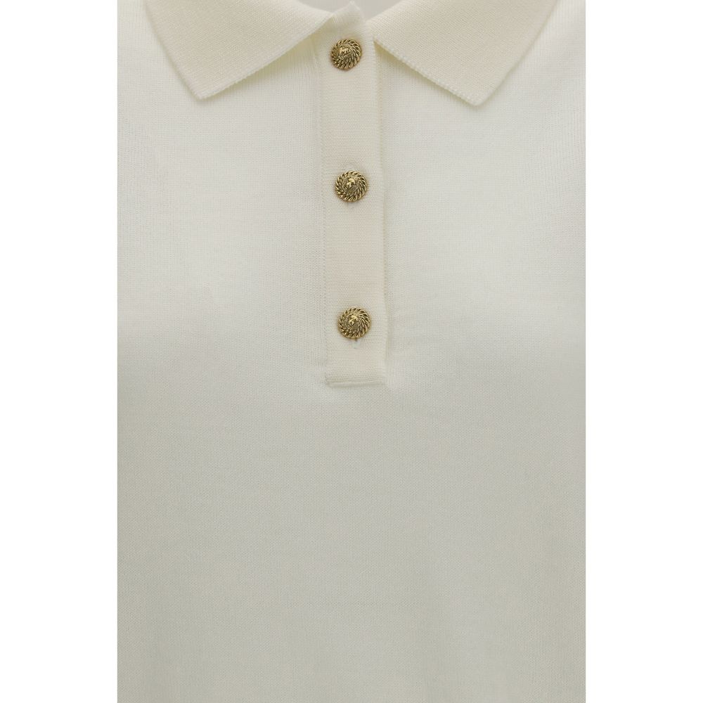 Balmain Weißes Polohemd aus Wolle Oves Aries