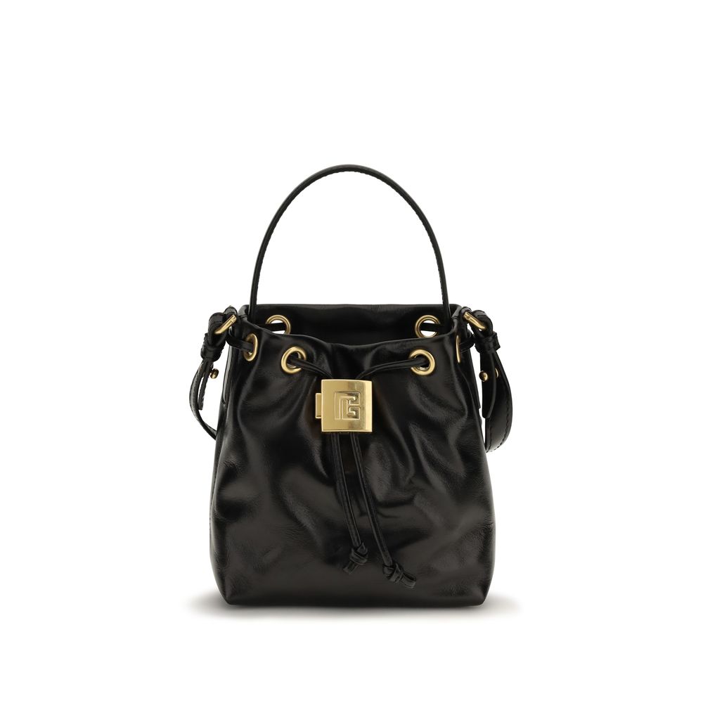 Balmain Schwarze Kalbsleder Bos Taurus Bucket Bag