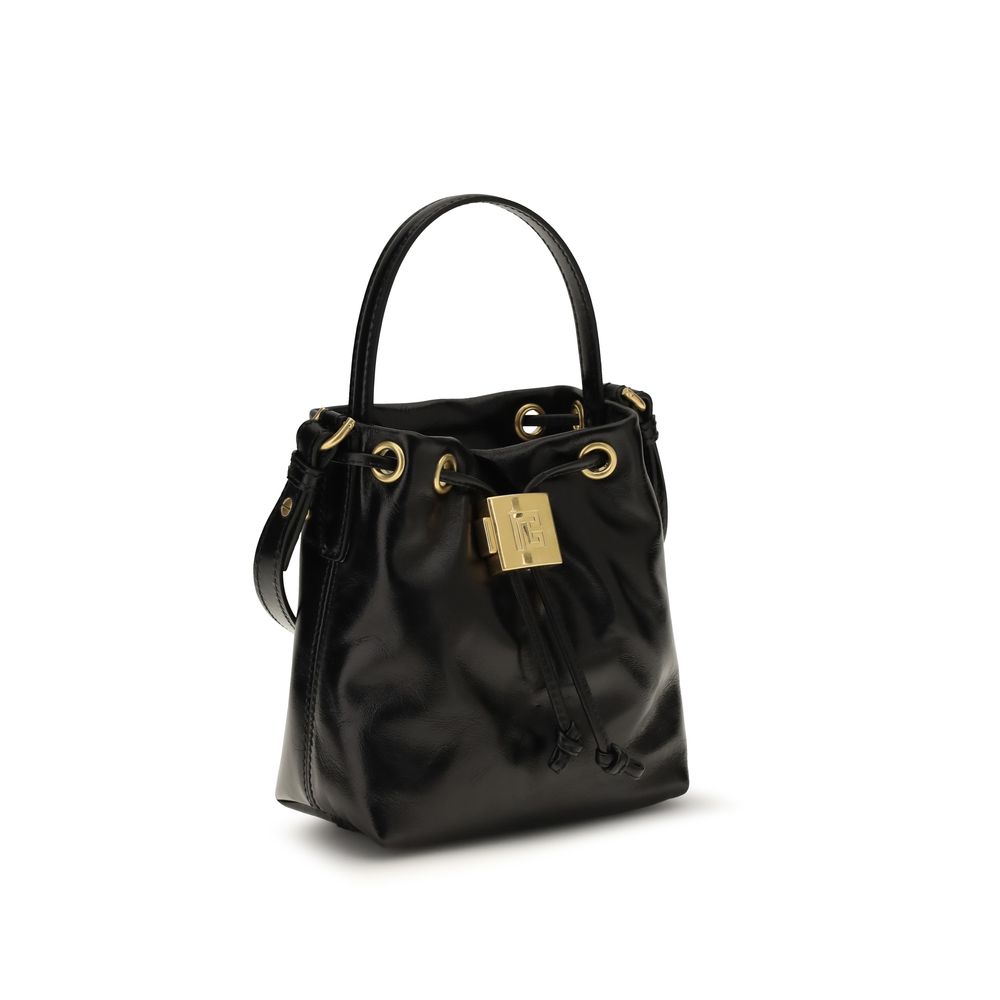 Balmain Schwarze Kalbsleder Bos Taurus Bucket Bag