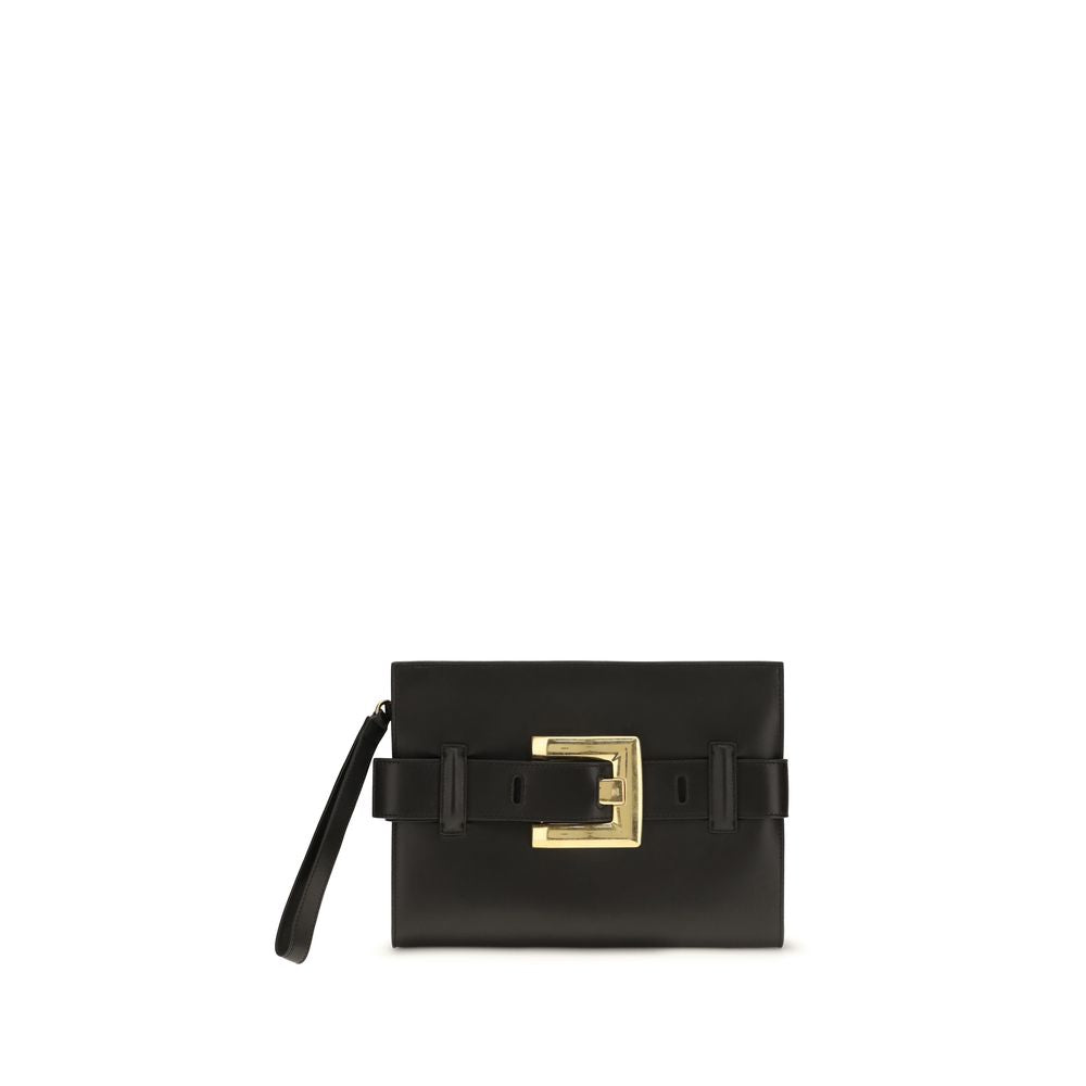 Balmain Schwarze Lammleder Schultertasche Ovis Aries Aries