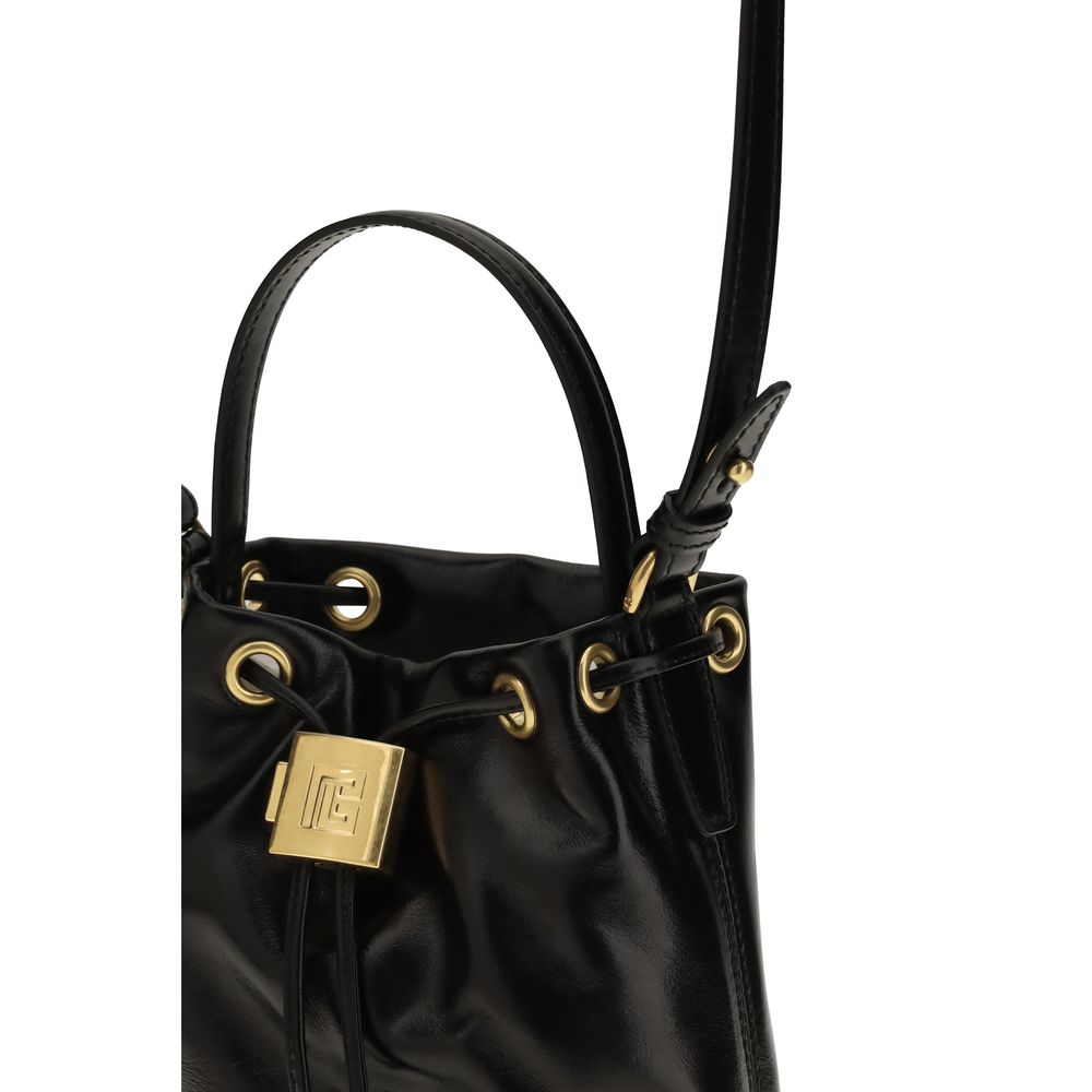 Balmain Schwarze Kalbsleder Bos Taurus Bucket Bag
