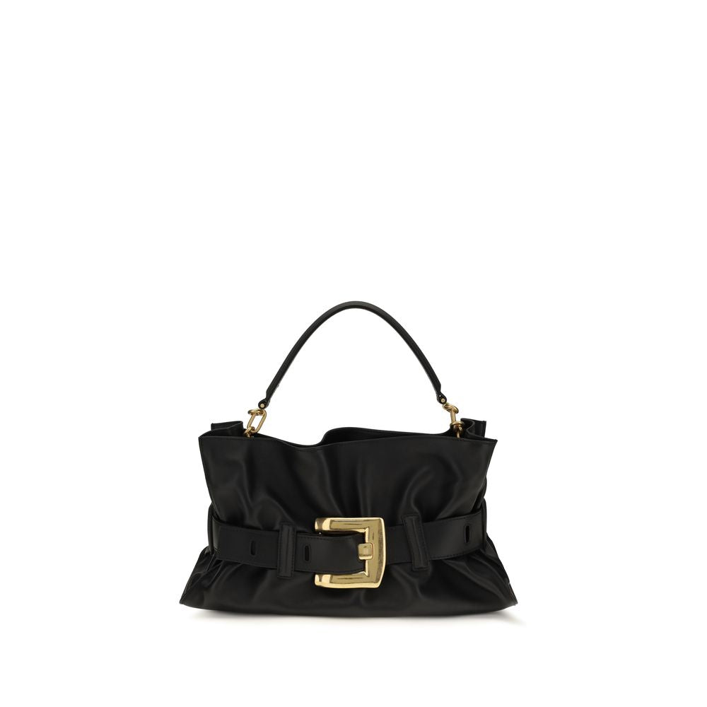 Balmain Schwarze Bos Taurus Kalbsleder Schultertasche