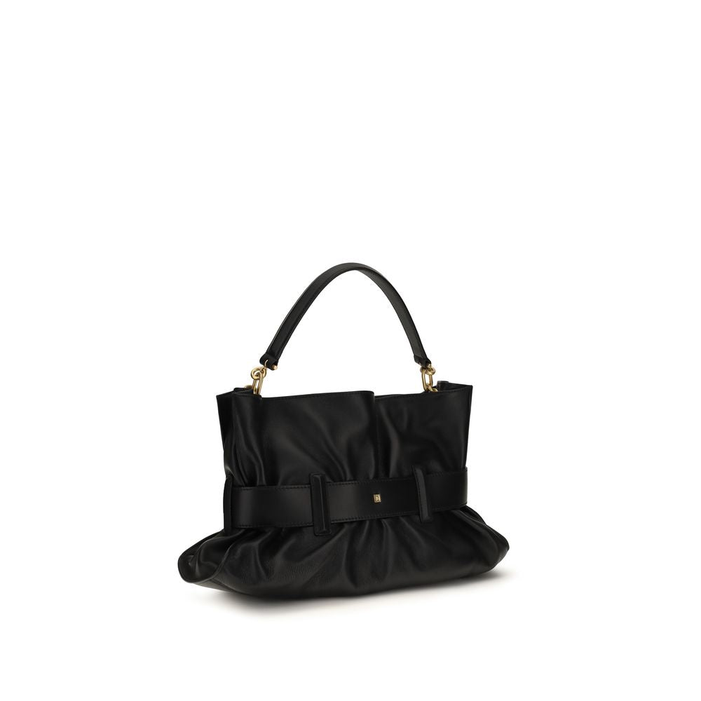Balmain Schwarze Bos Taurus Kalbsleder Schultertasche
