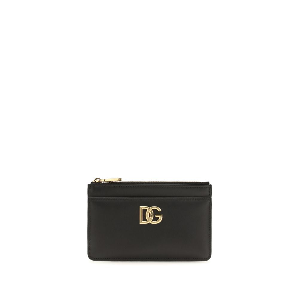 Dolce & Gabbana Schwarzes Kalbsleder Bos Taurus Portemonnaie