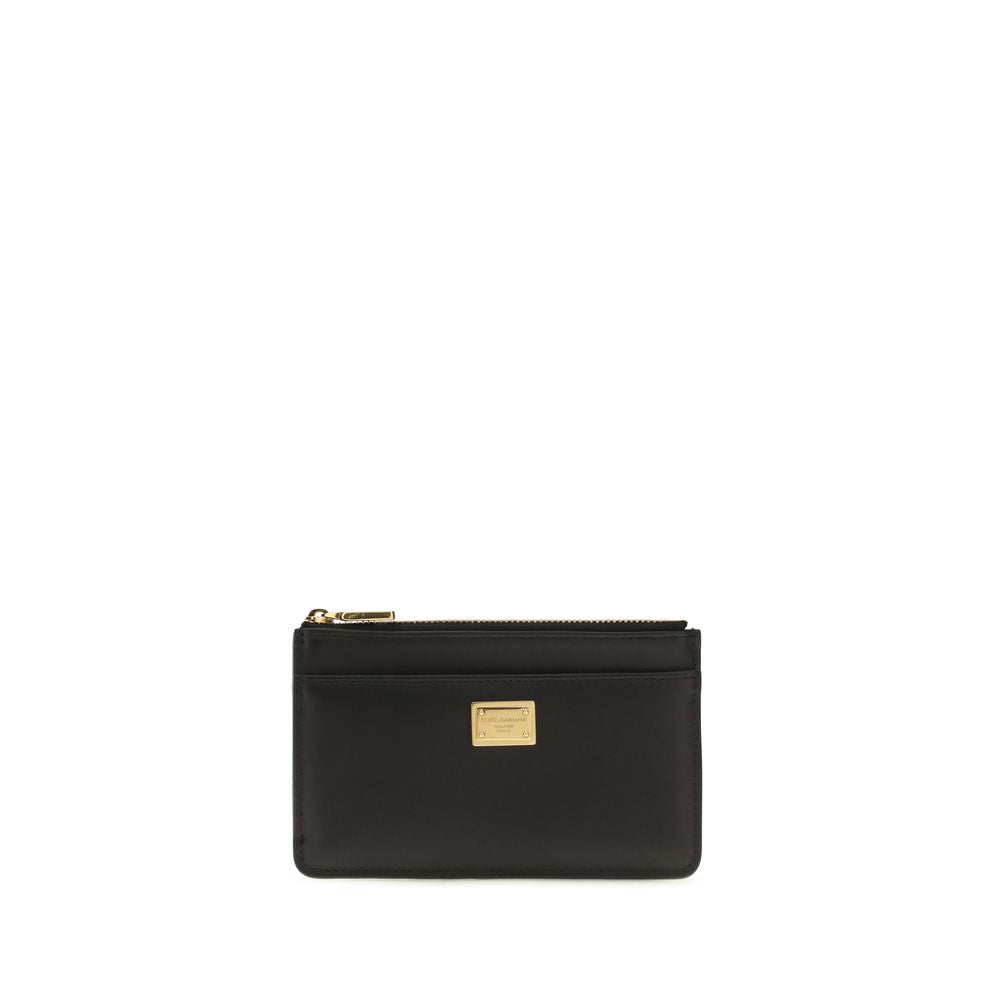 Dolce & Gabbana Schwarzes Kalbsleder Bos Taurus Portemonnaie