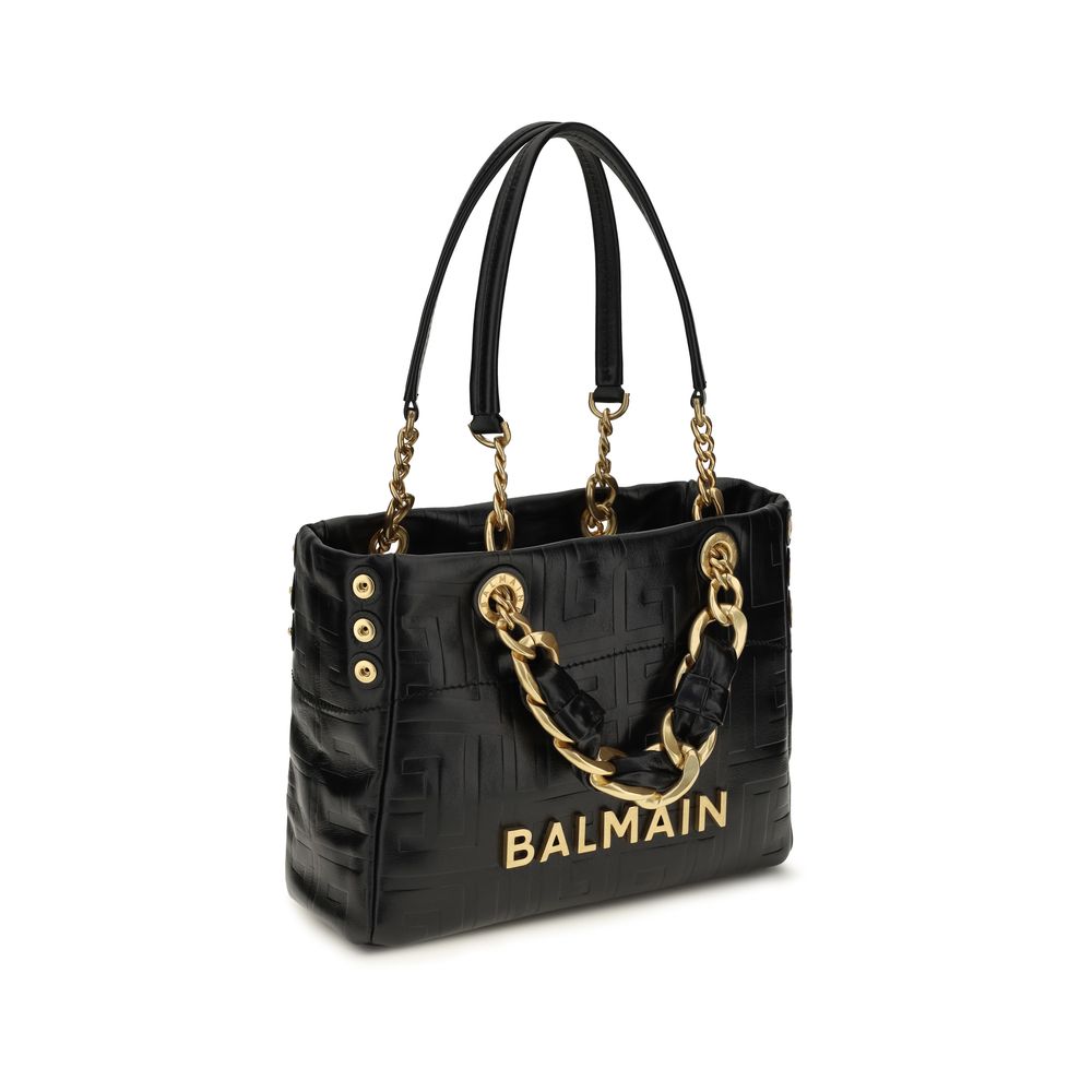 Balmain Schwarze Bos Taurus Kalbsleder Schultertasche