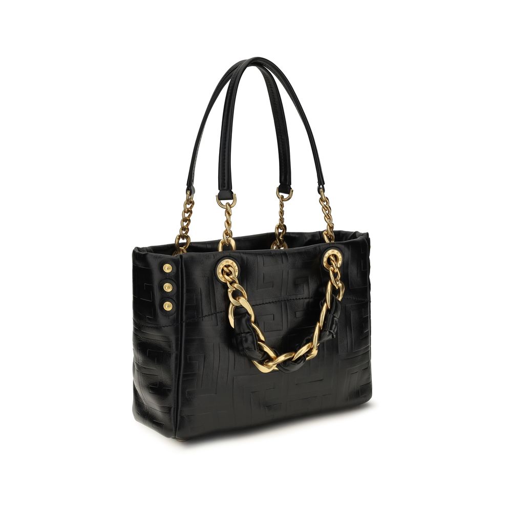 Balmain Schwarze Bos Taurus Kalbsleder Schultertasche