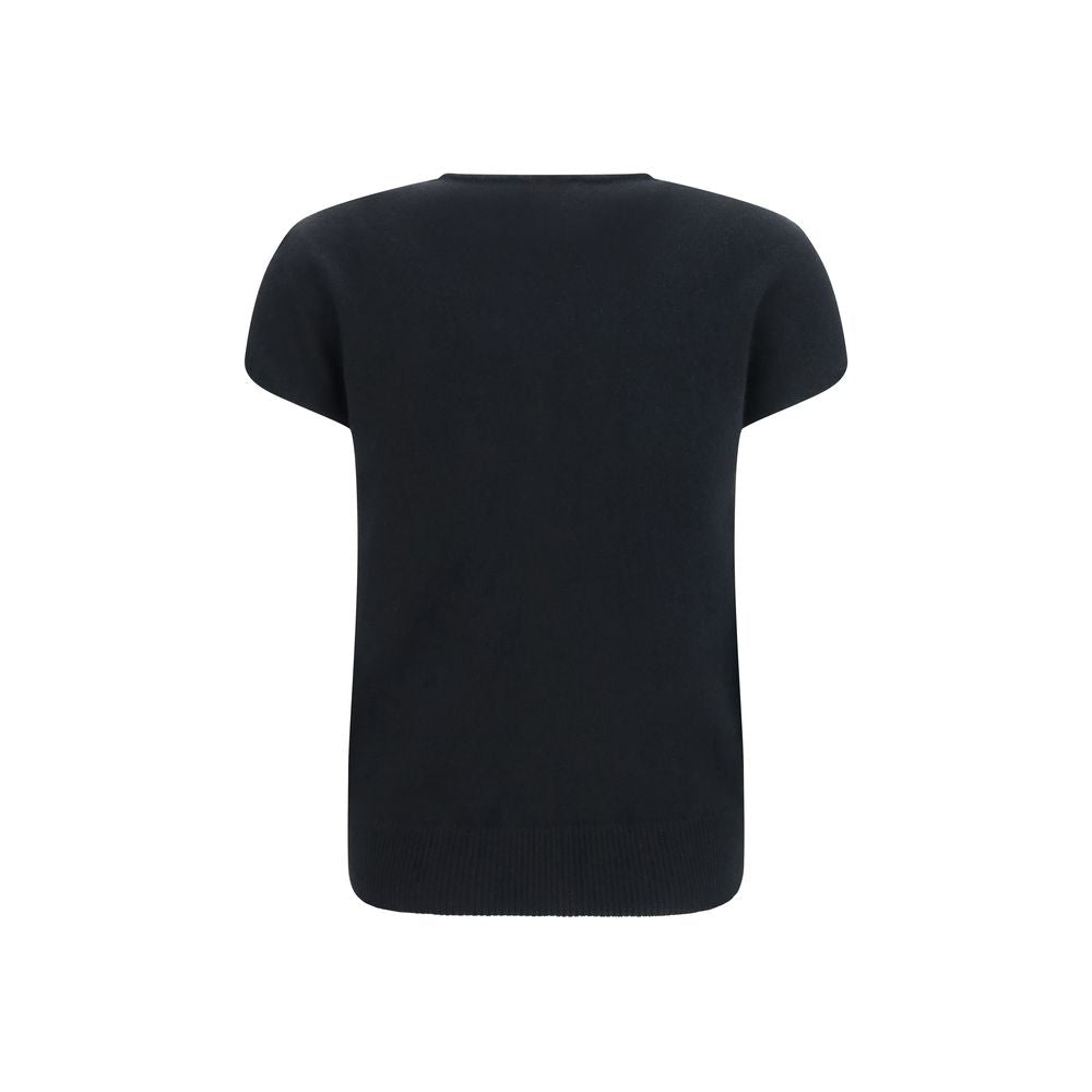 Balmain Ärmelloser Pullover aus schwarzer Wolle Oves Aries