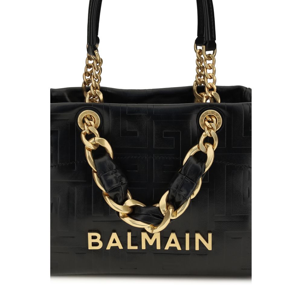 Balmain Schwarze Bos Taurus Kalbsleder Schultertasche