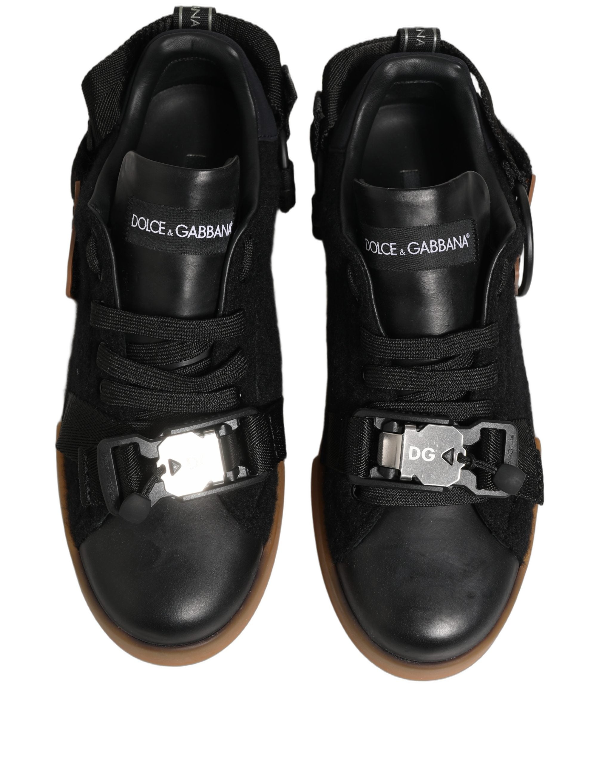 Dolce & Gabbana Schwarze Leder Low-Top-Sneaker für Herren