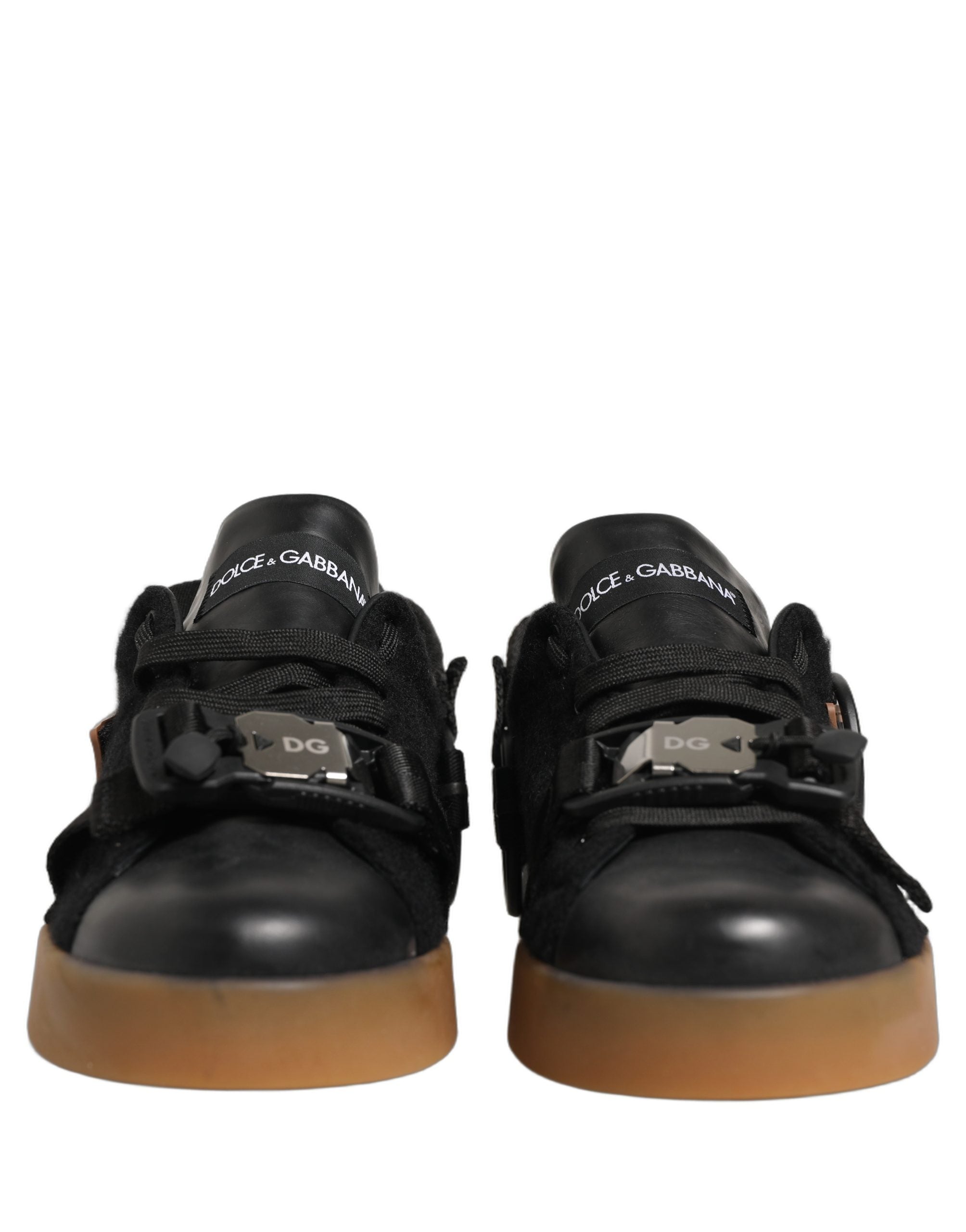 Dolce & Gabbana Schwarze Leder Low-Top-Sneaker für Herren