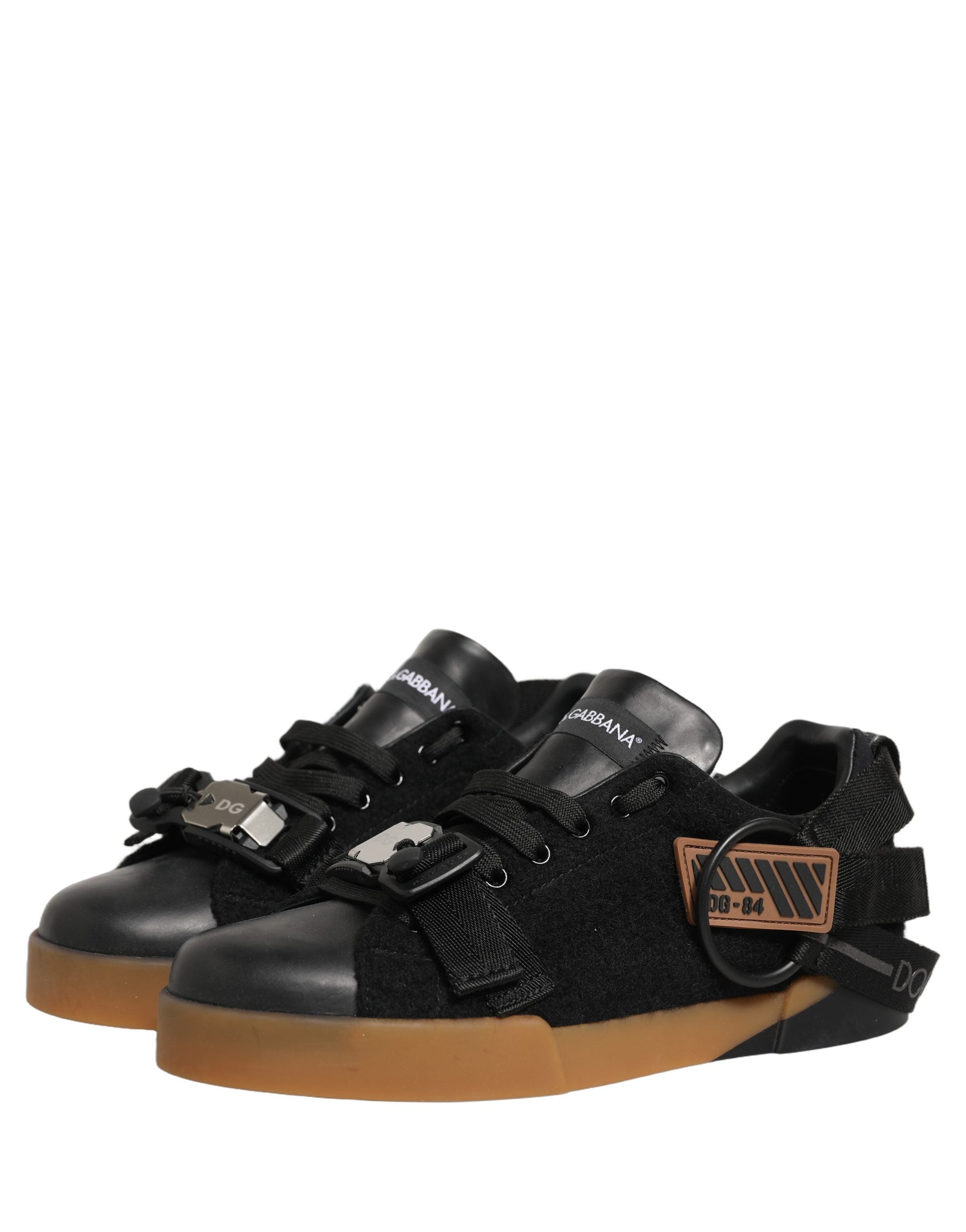 Dolce & Gabbana Schwarze Leder Low-Top-Sneaker für Herren