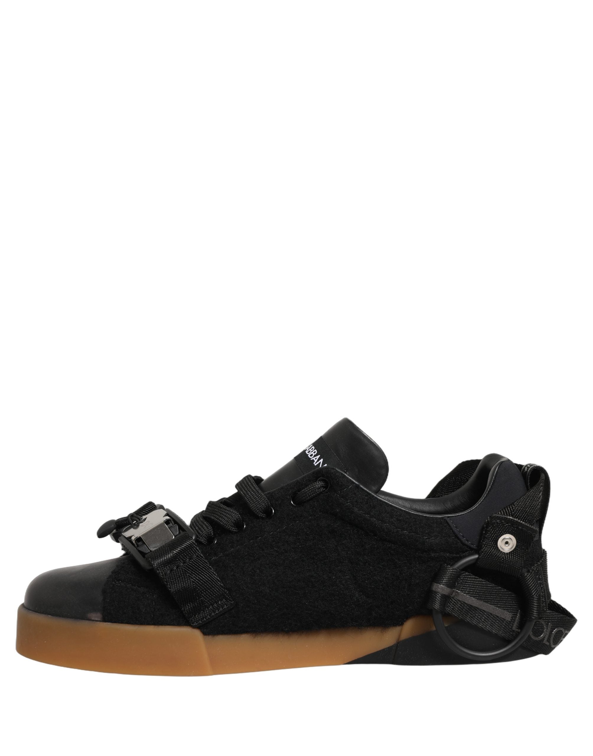 Dolce & Gabbana Schwarze Leder Low-Top-Sneaker für Herren