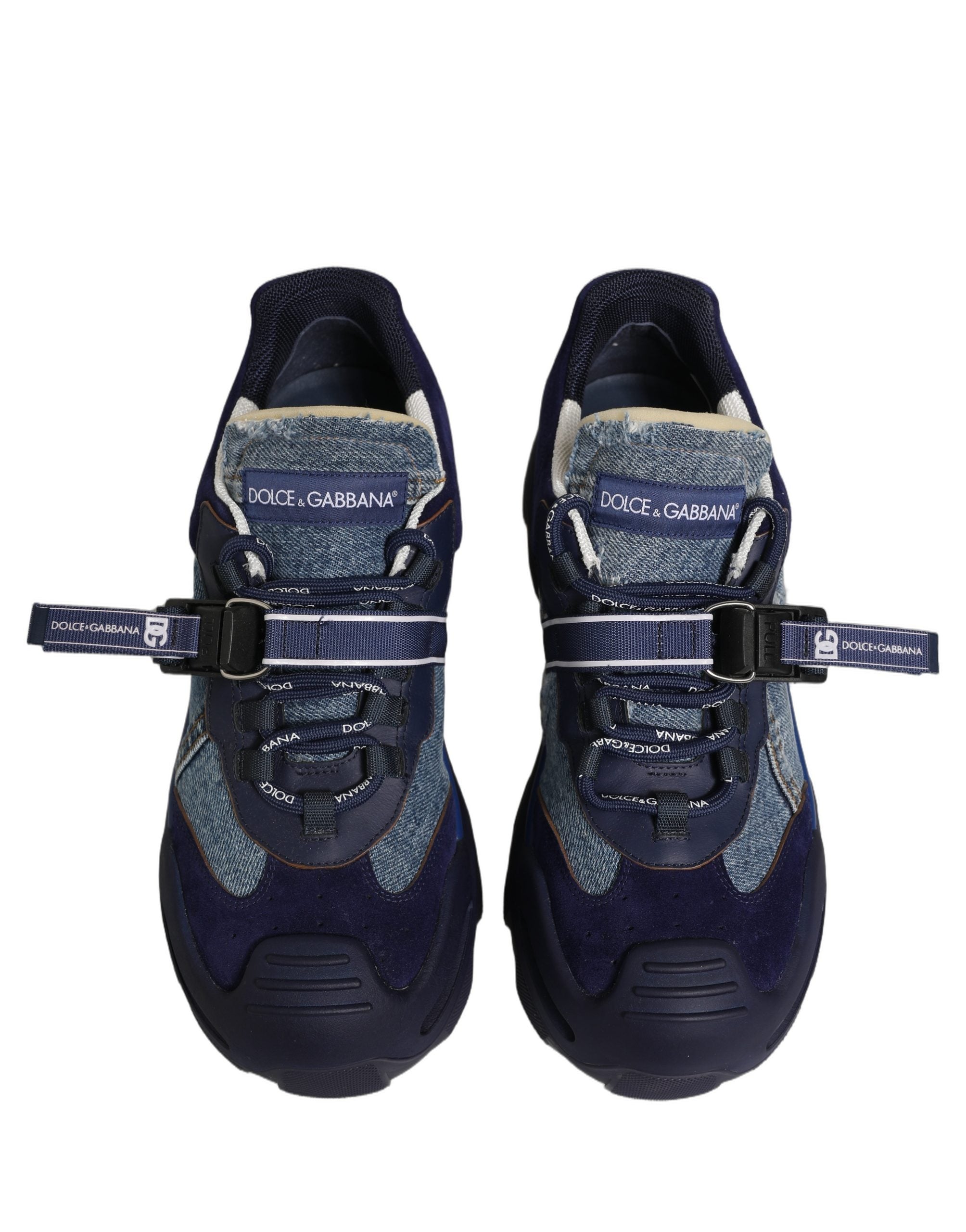 Dolce & Gabbana Blaue Airmaster Low-Top-Sneaker aus Denim mit Einsätzen
