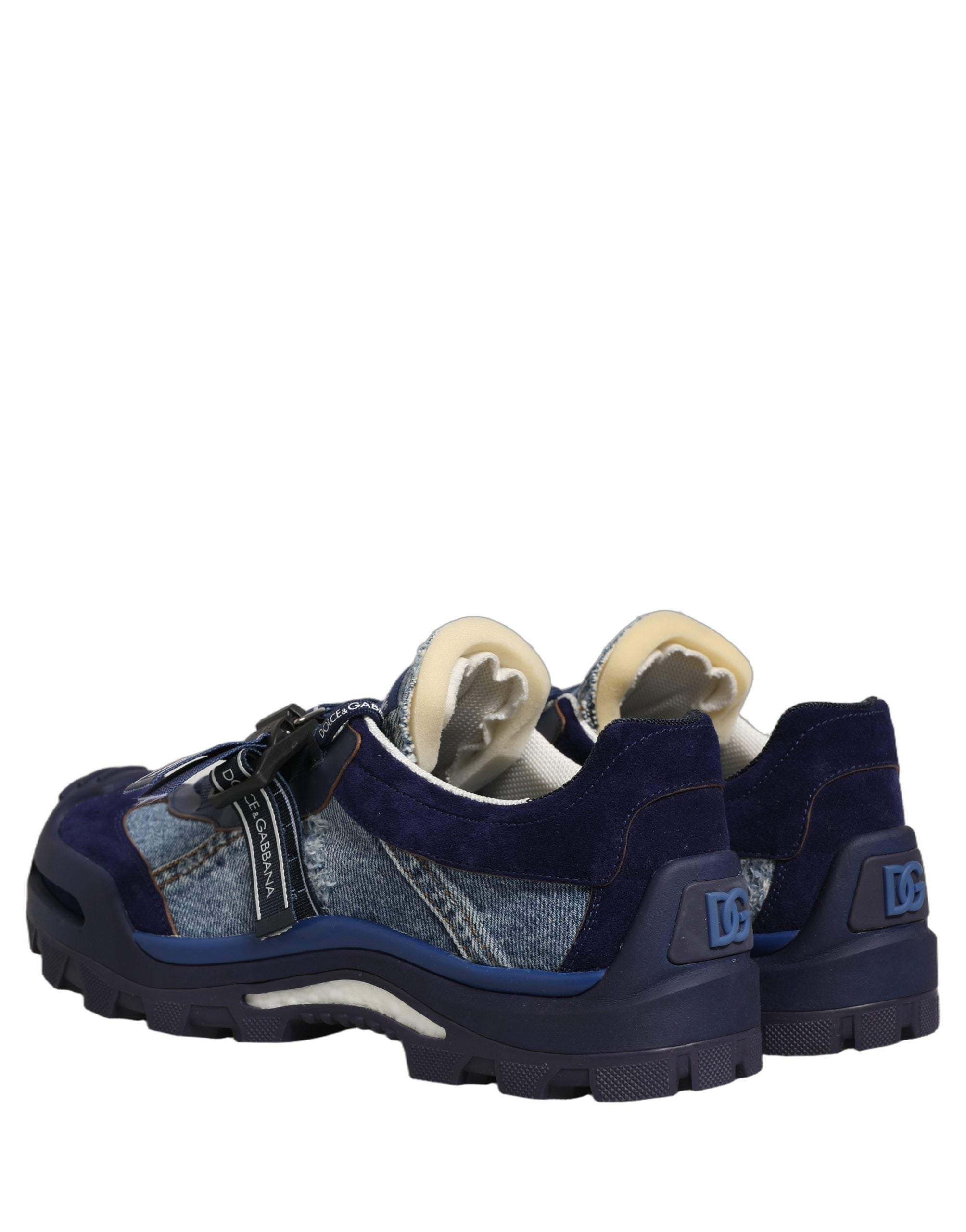 Dolce & Gabbana Blaue Airmaster Low-Top-Sneaker aus Denim mit Einsätzen