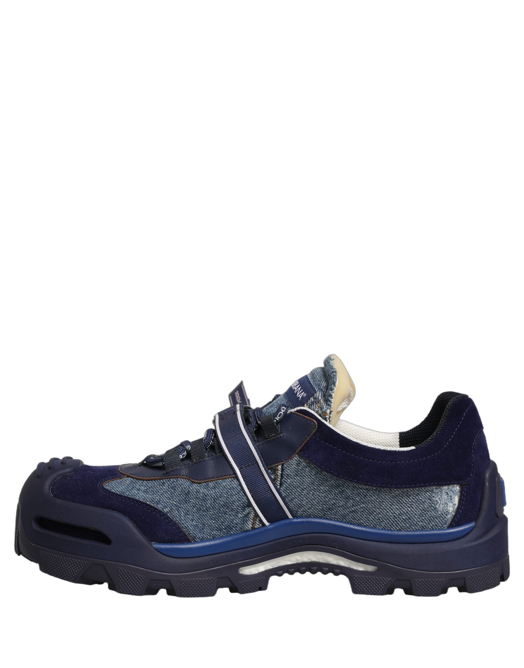 Dolce & Gabbana Blaue Airmaster Low-Top-Sneaker aus Denim mit Einsätzen
