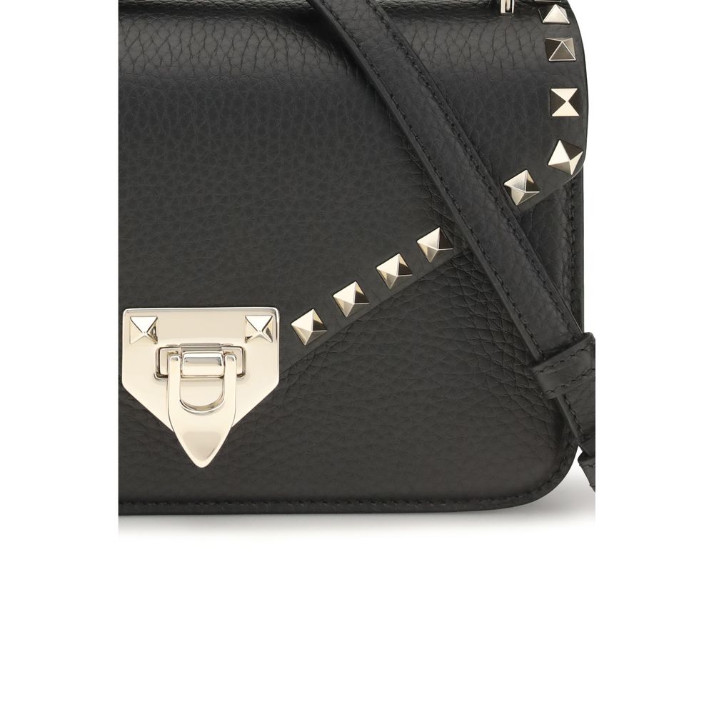 Valentino Garavani Schwarze Bos Taurus Kalbsleder Schultertasche