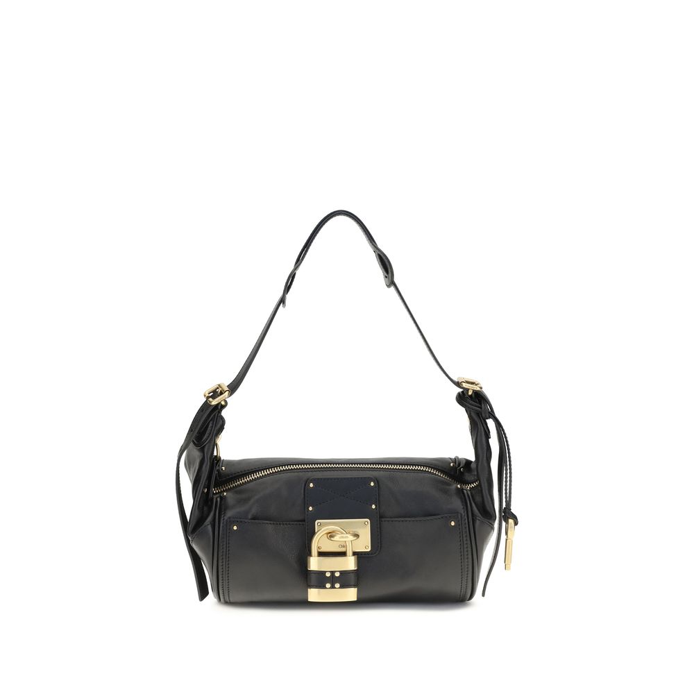 Chloé Schwarze Bos Taurus Kalbsleder Schultertasche