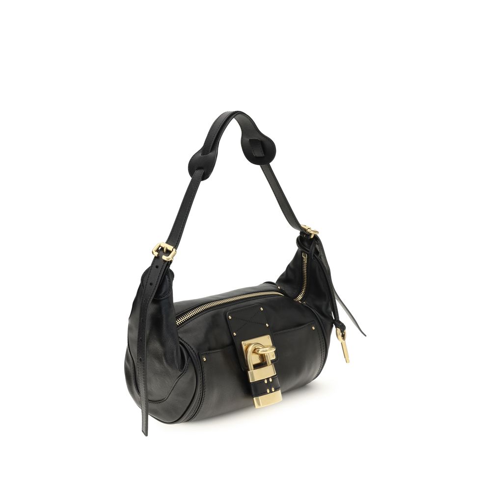 Chloé Schwarze Bos Taurus Kalbsleder Schultertasche