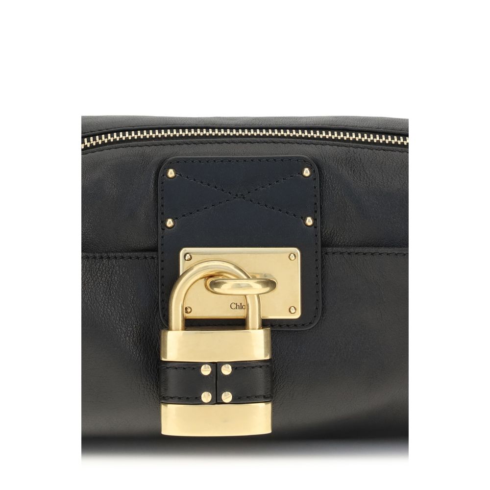 Chloé Schwarze Bos Taurus Kalbsleder Schultertasche