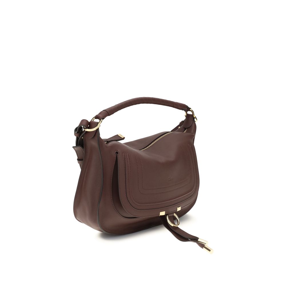 Chloé Schultertasche Bos Taurus aus bordeauxrotem Kalbsleder