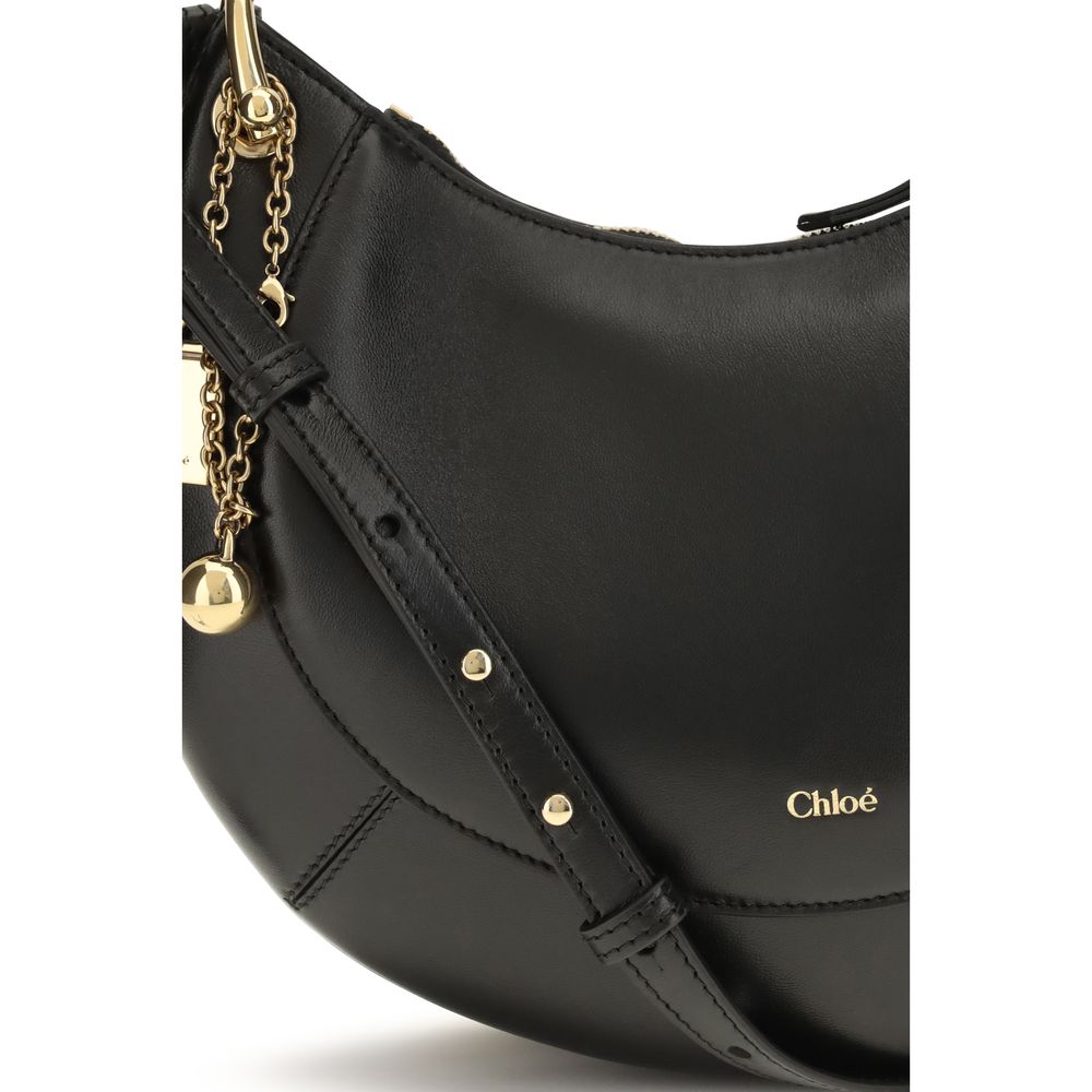 Chloé Schwarze Bos Taurus Kalbsleder Schultertasche