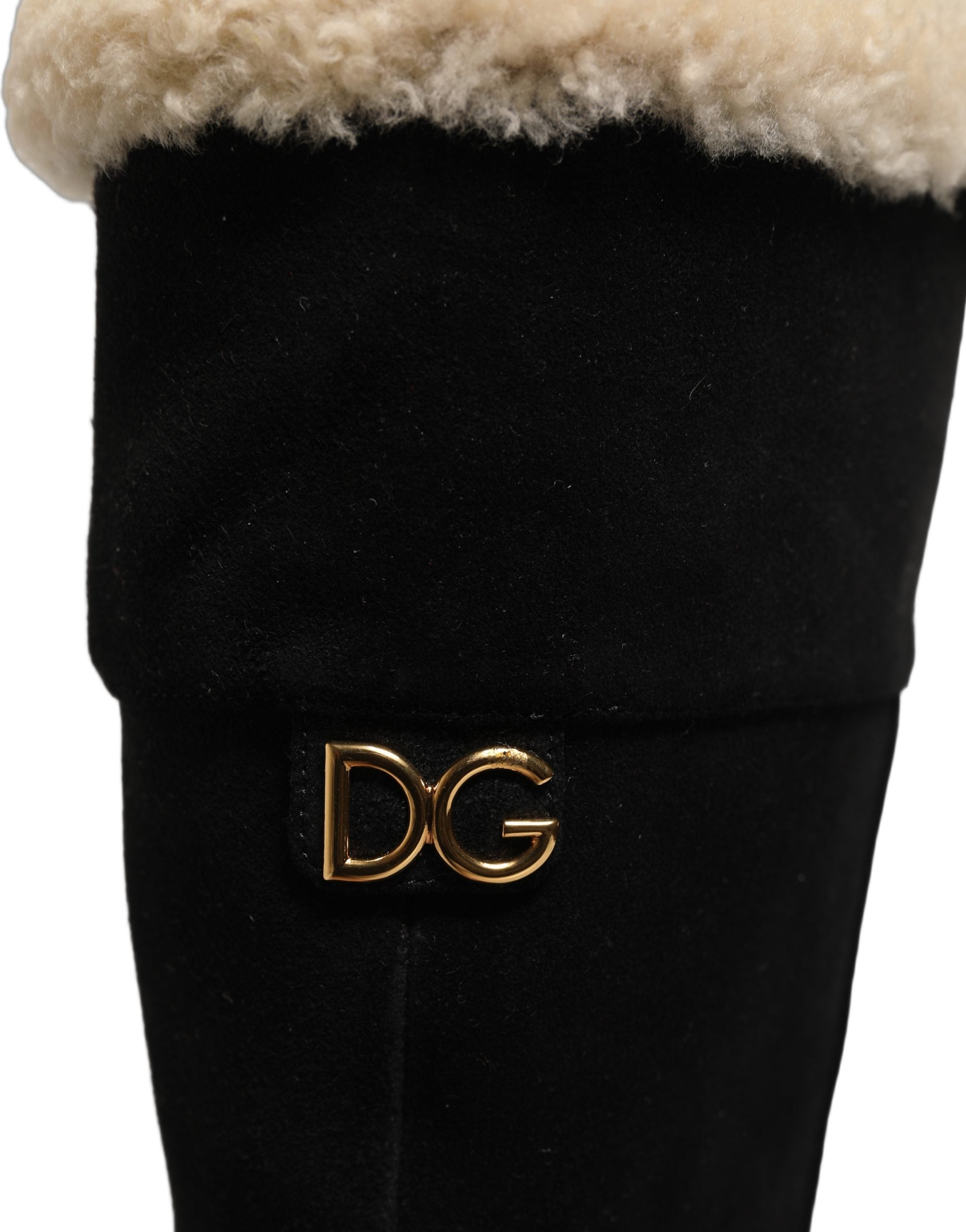 Dolce & Gabbana Schwarze kniehohe Stiefel aus Wildleder Schuhe