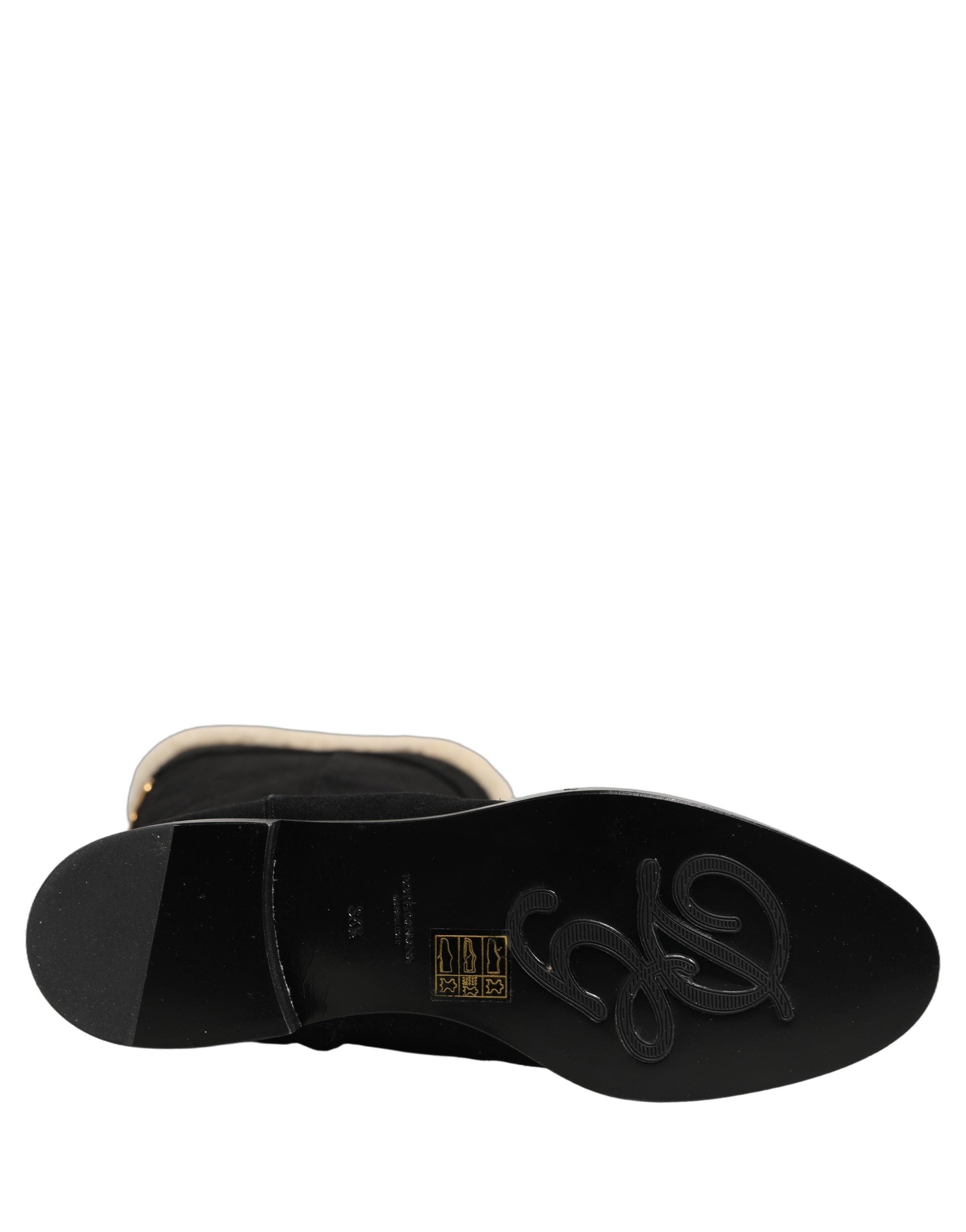Dolce & Gabbana Schwarze kniehohe Stiefel aus Wildleder Schuhe