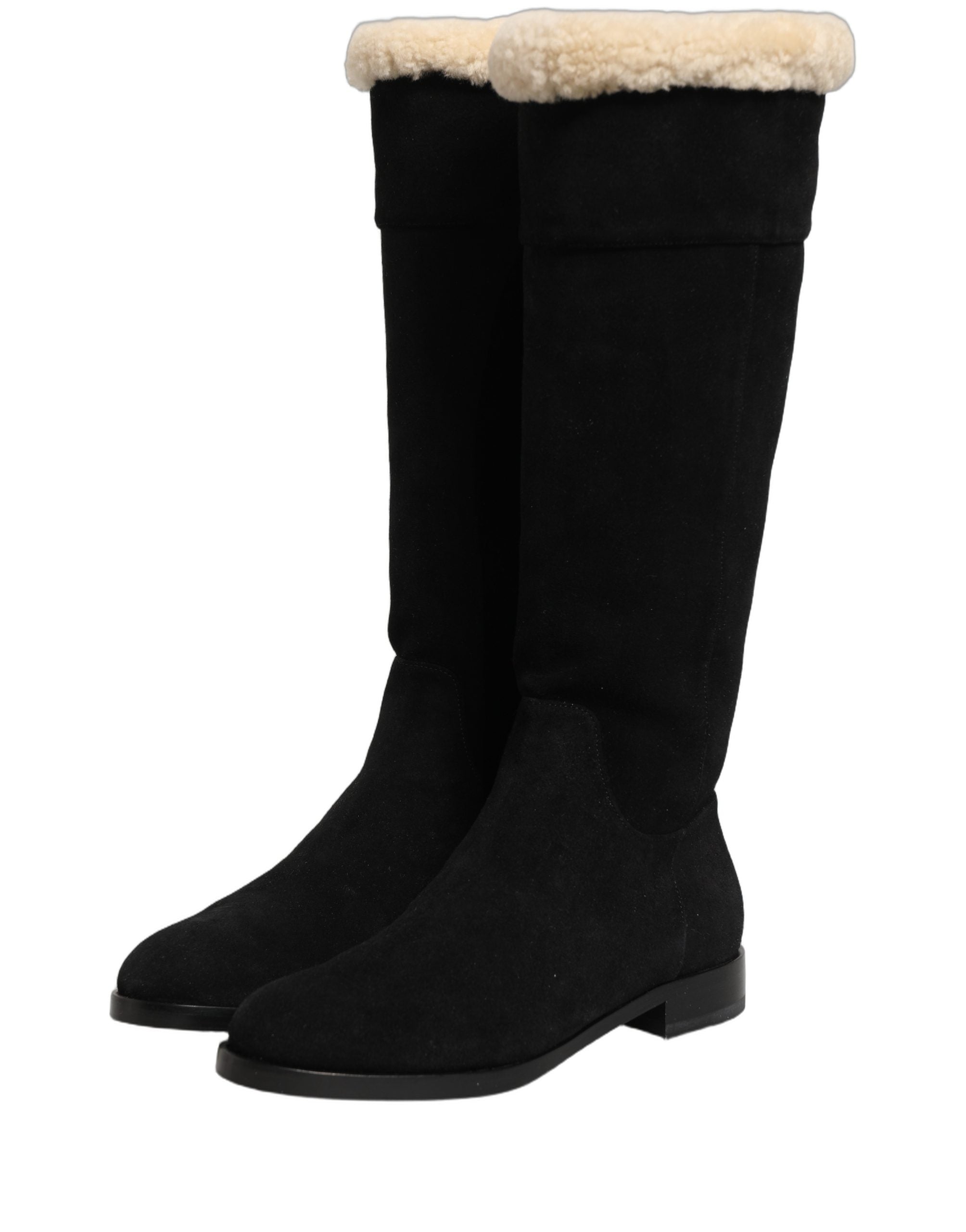 Dolce & Gabbana Schwarze kniehohe Stiefel aus Wildleder Schuhe