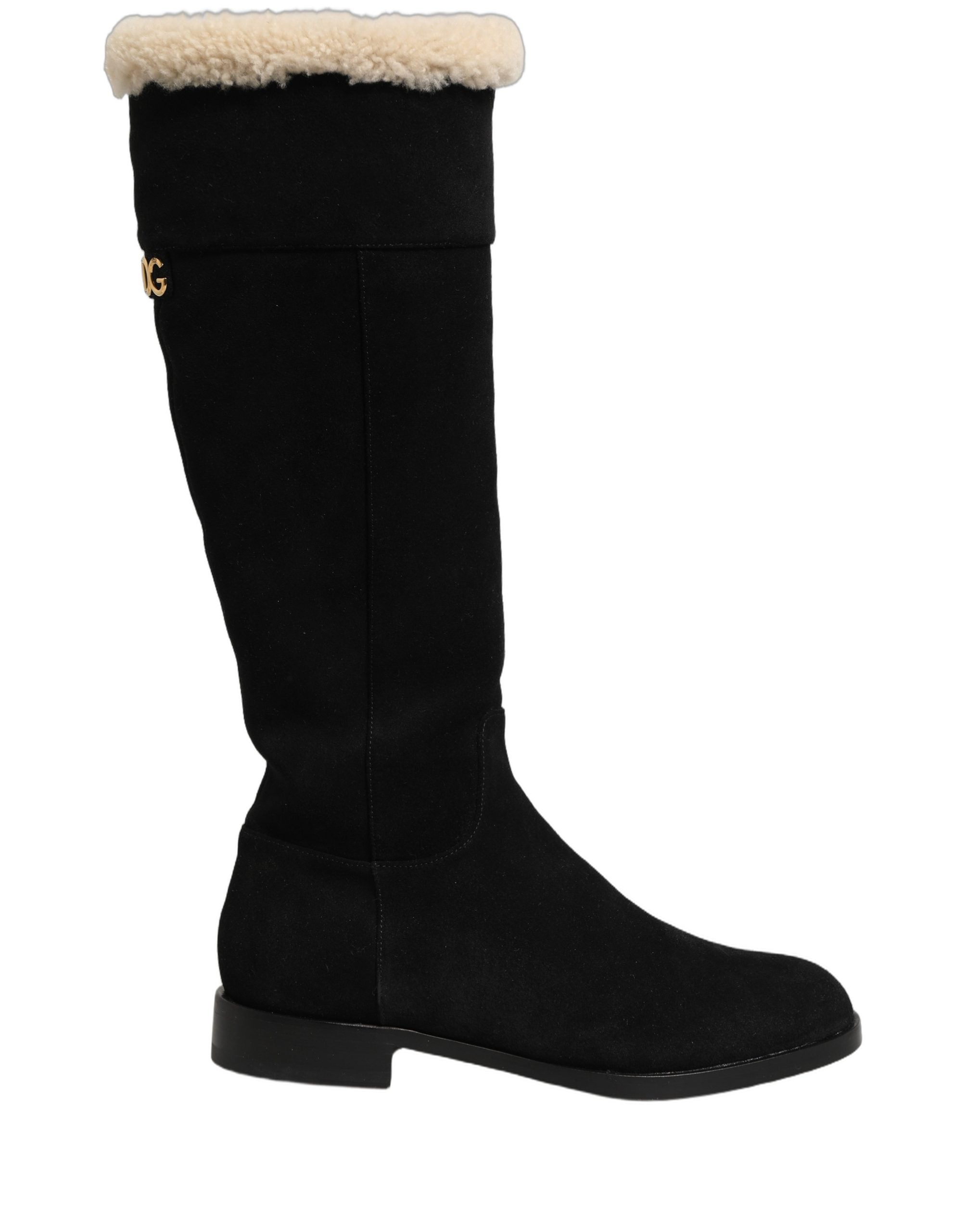Dolce & Gabbana Schwarze kniehohe Stiefel aus Wildleder Schuhe
