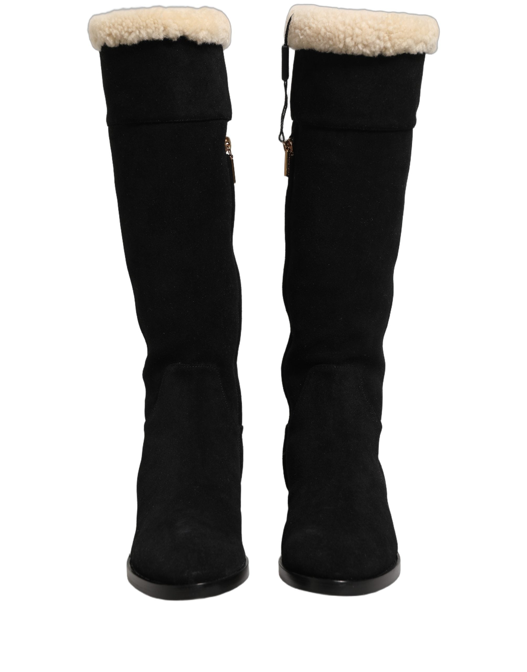 Dolce & Gabbana Schwarze kniehohe Stiefel aus Wildleder Schuhe