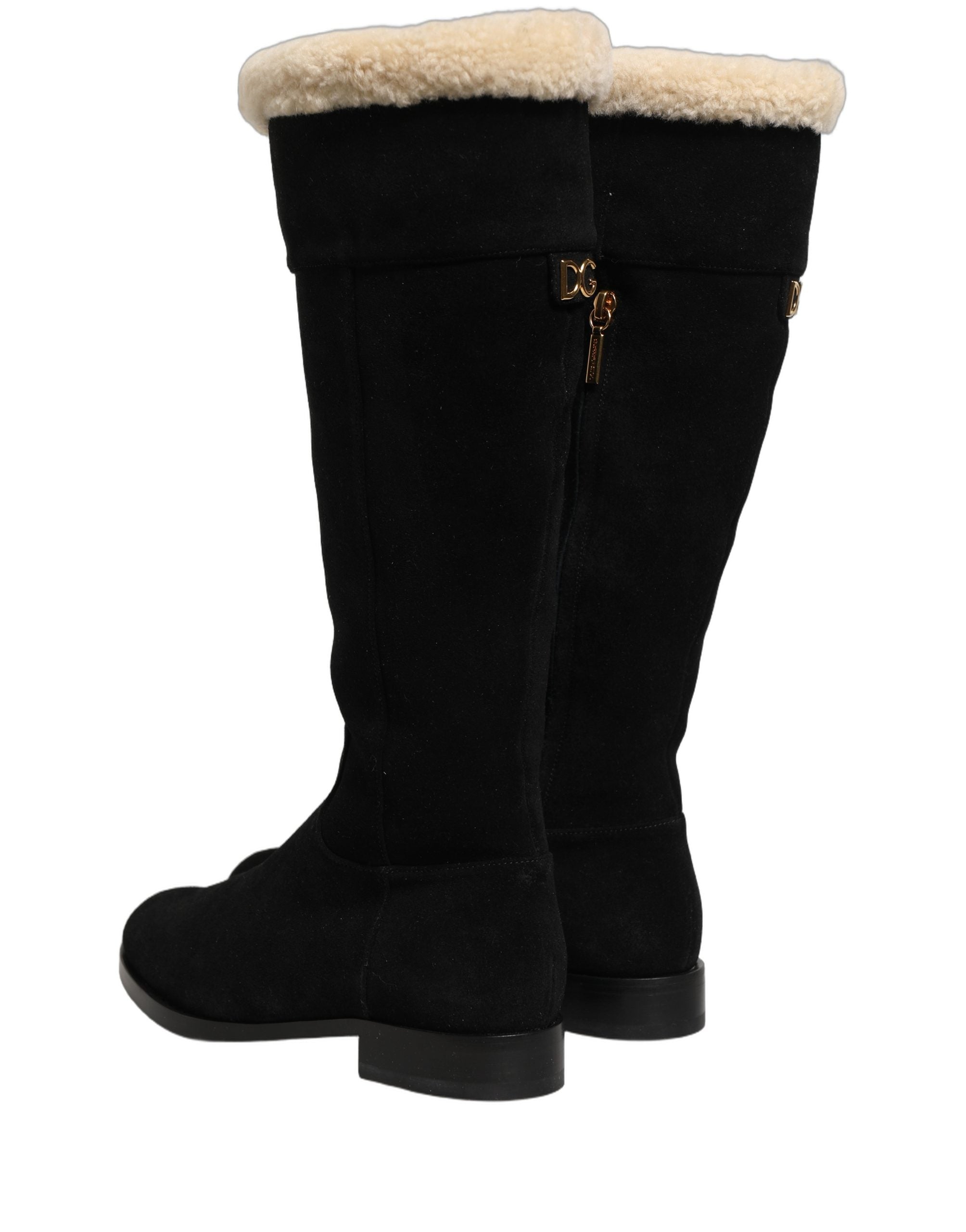 Dolce & Gabbana Schwarze kniehohe Stiefel aus Wildleder Schuhe