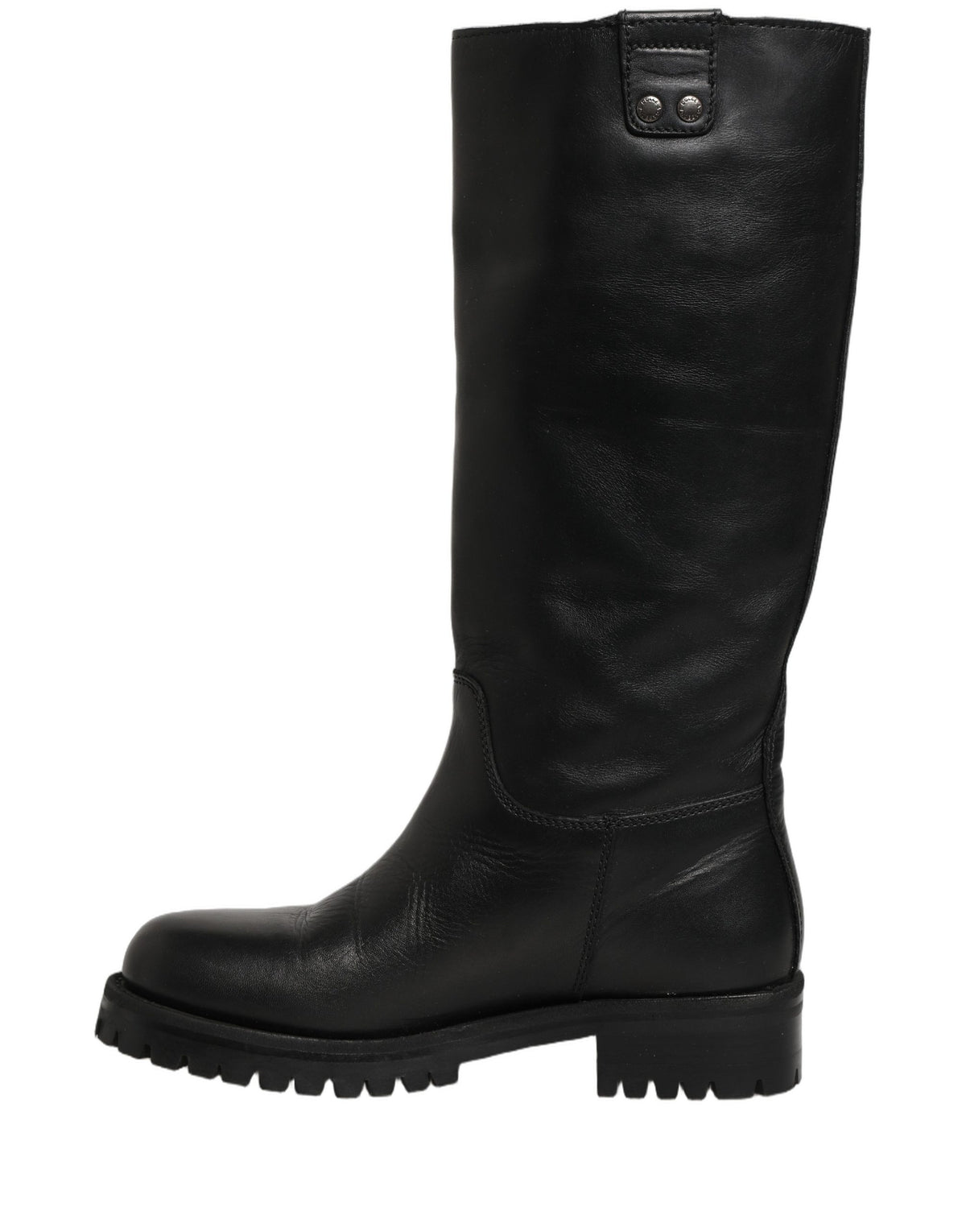 Dolce & Gabbana Schwarze Lederstiefel mit Schnallen-Detail, mittlere Wadenlänge
