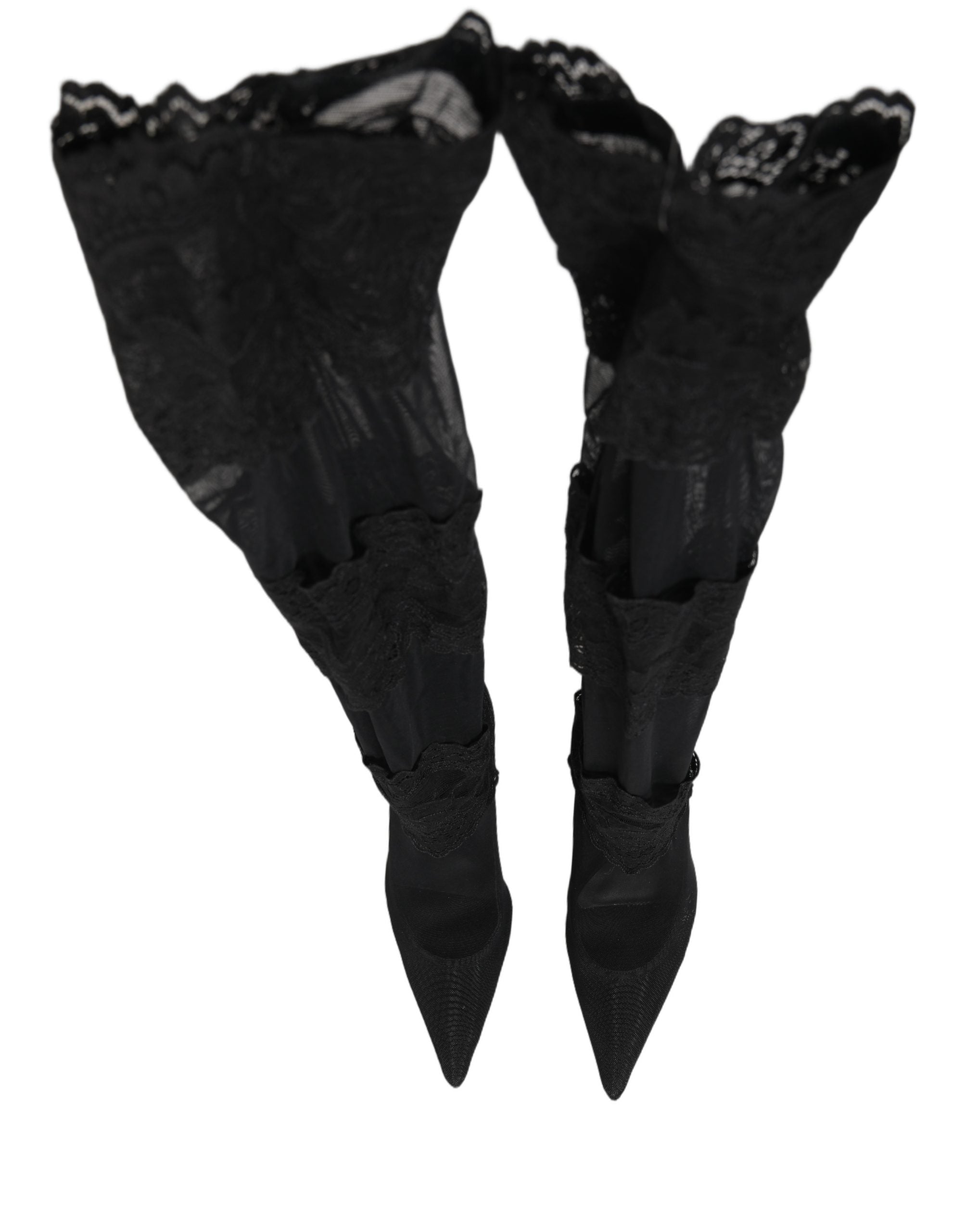 Dolce & Gabbana Schwarze Overknee-Socken-Pumps-Stiefel