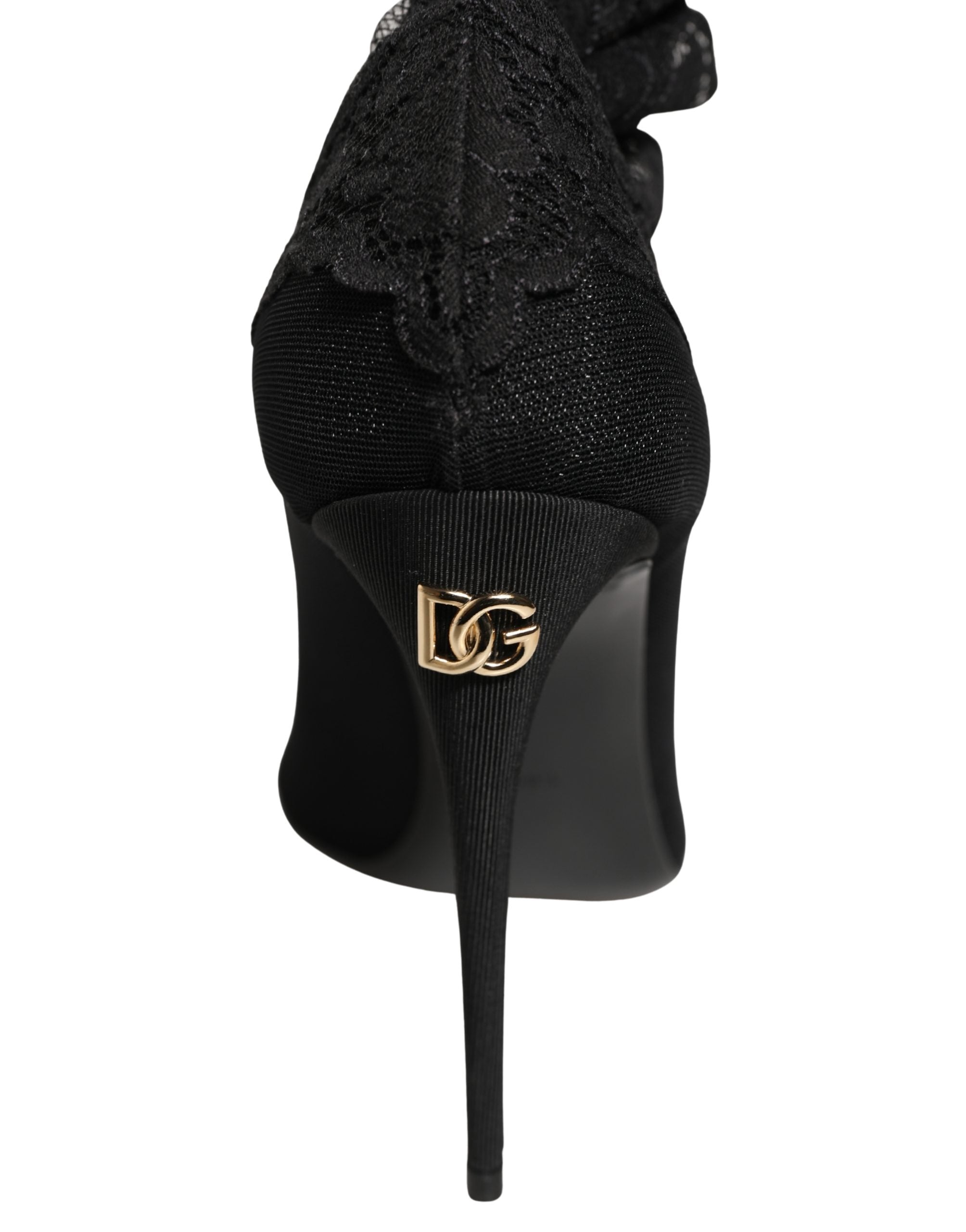 Dolce & Gabbana Schwarze Overknee-Socken-Pumps-Stiefel