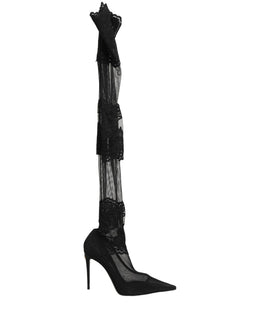 Dolce & Gabbana Schwarze Overknee-Socken-Pumps-Stiefel